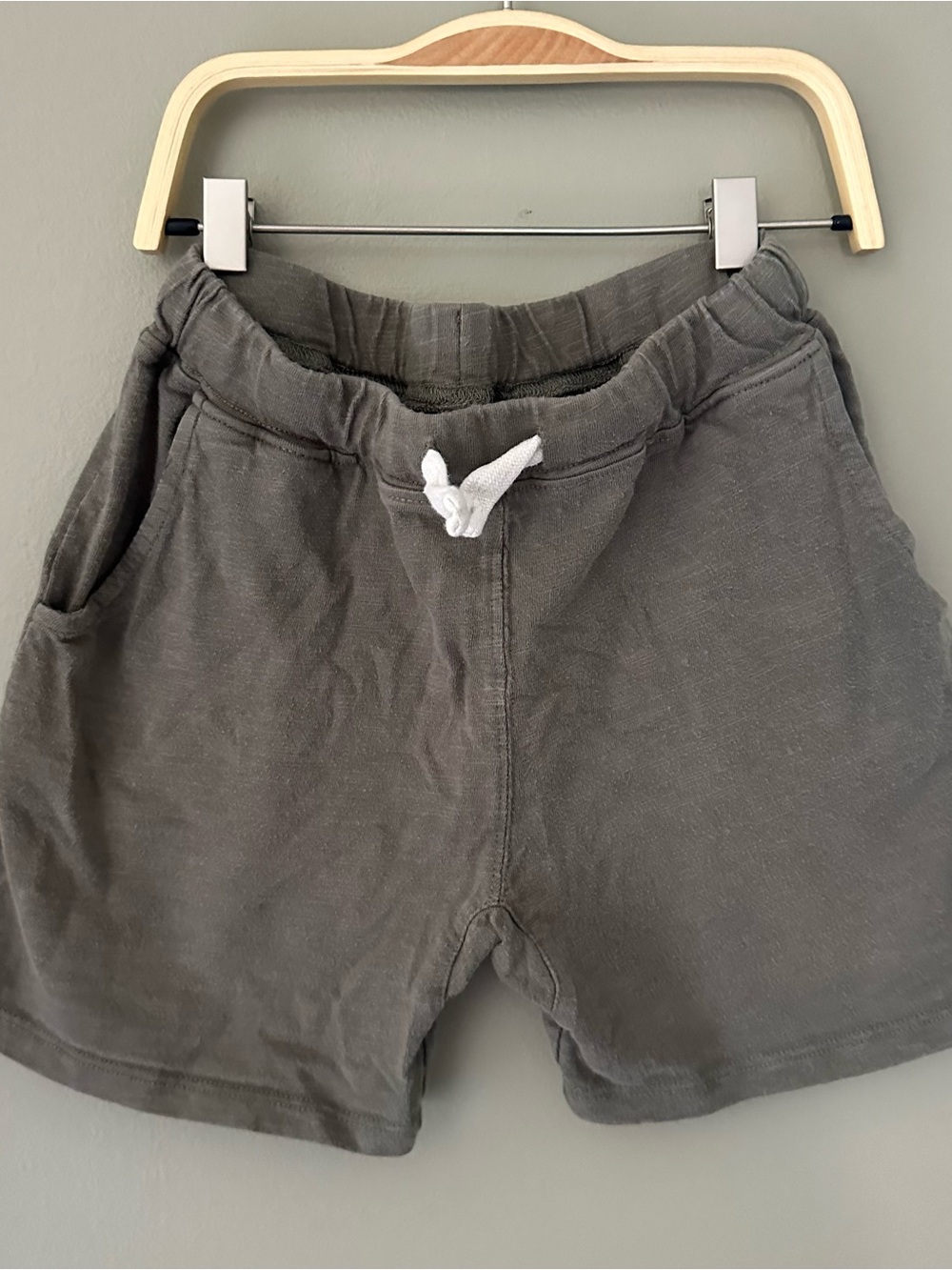 Boys Olive Gray Drawstring Lounge Shorts